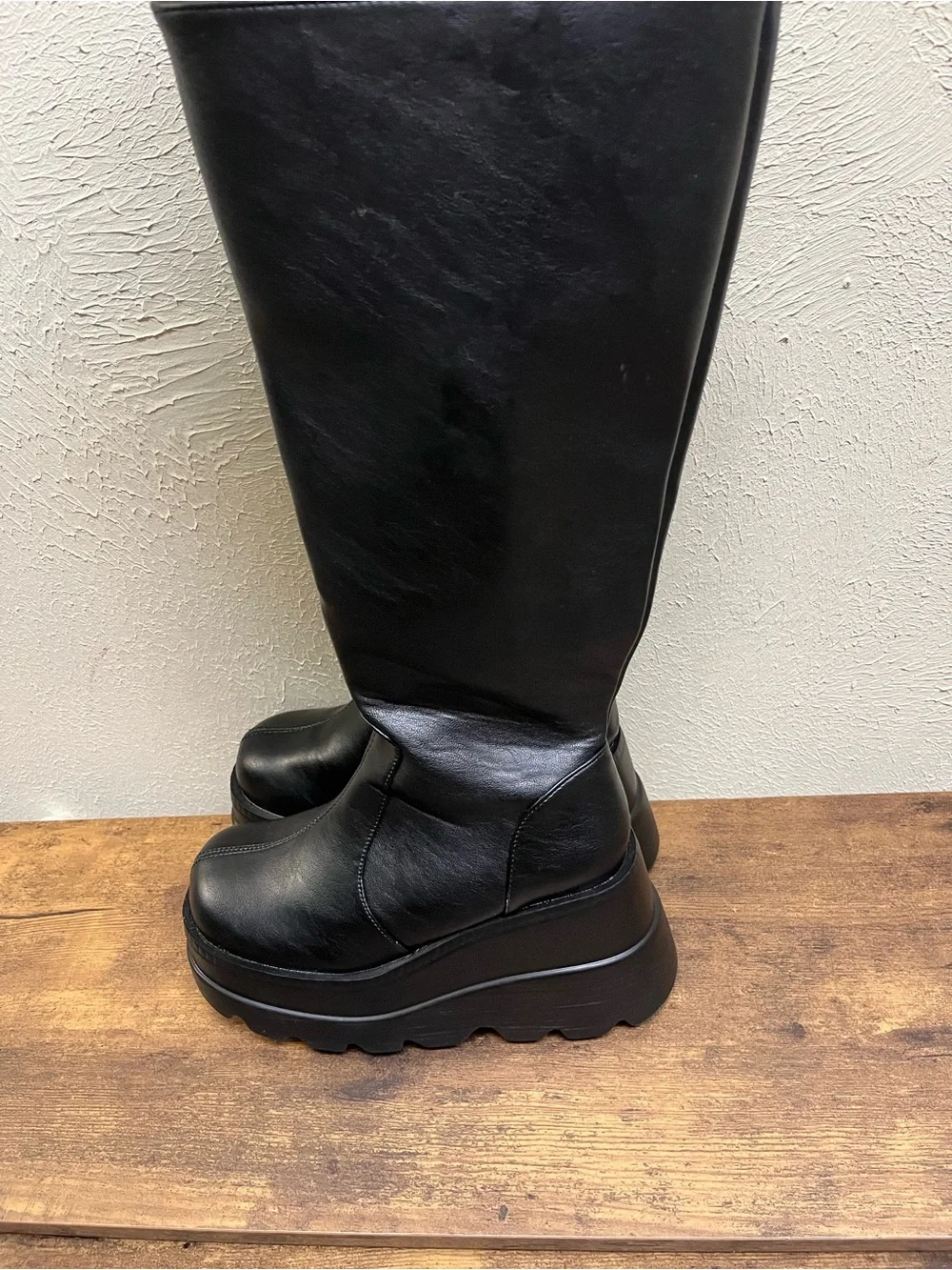 Black Platform Knee High Boots Women’s Size 7 Punk Goth Whimsigoth Witchy Rock